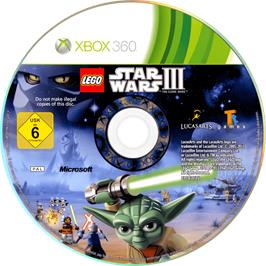 Cartridge artwork for Lego Star Wars 3 - The Clone Wars on the Microsoft Xbox 360.